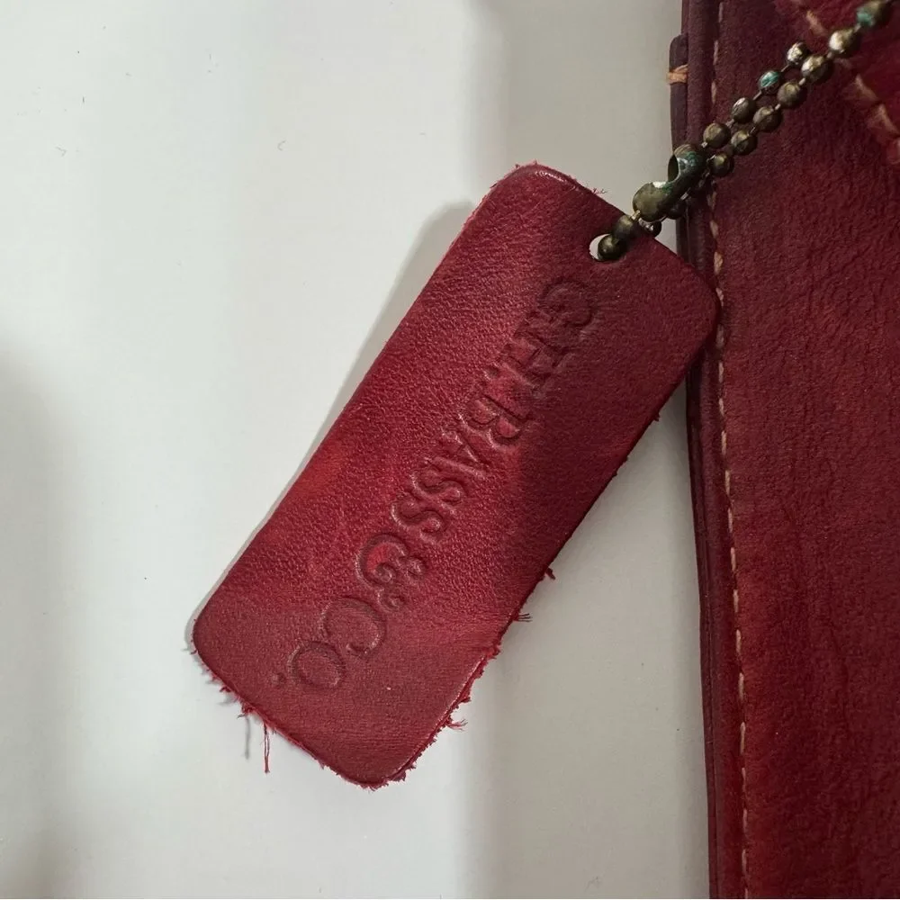 G.H Bass & Co.Womens Red Vintage Genuine Leather Crossbody Bag